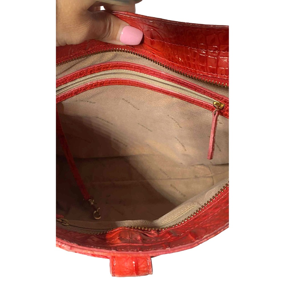 Brahmin color heat Johanna Melbourne shoulder‎ bag croc leather hobo full zip - Picture 8 of 12